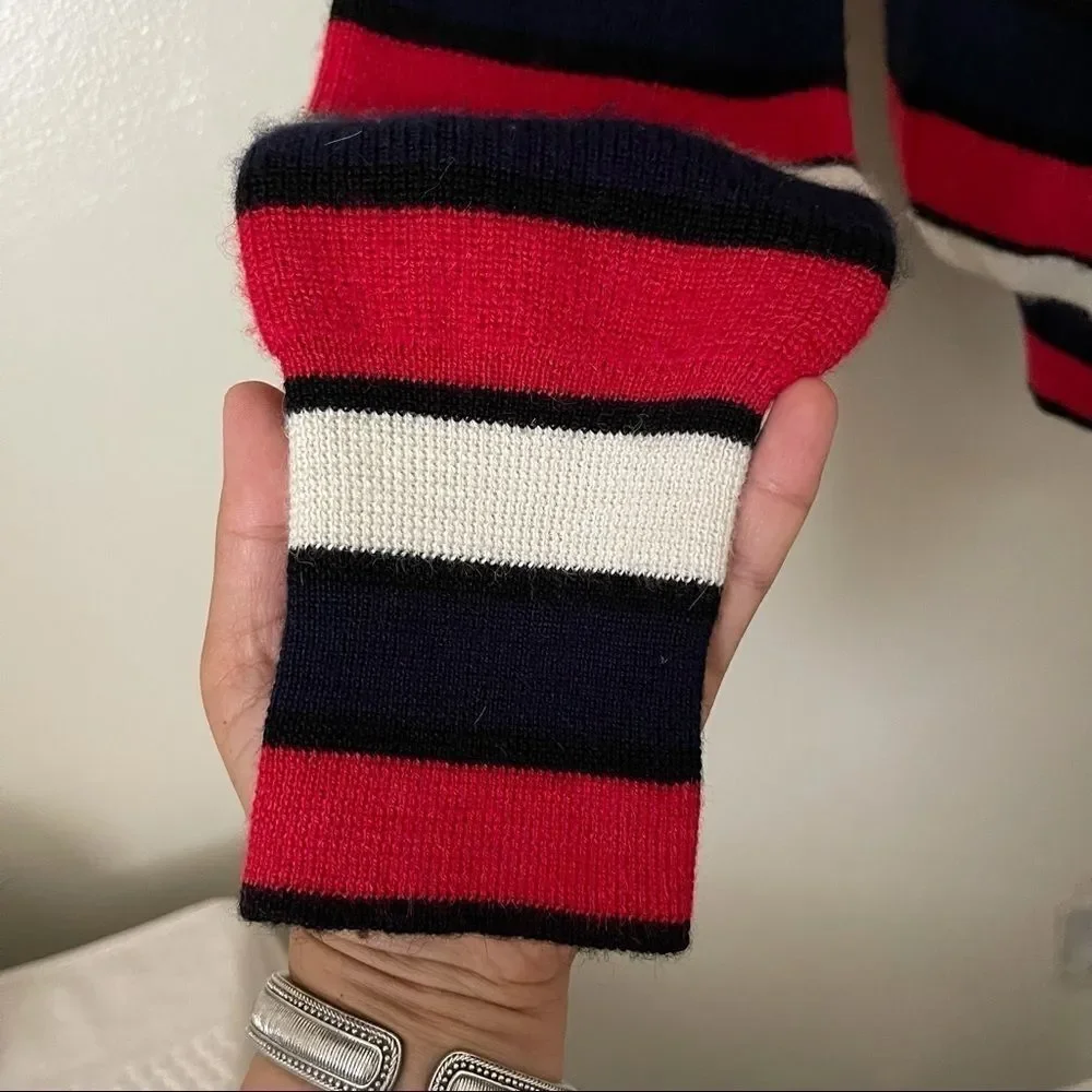 Tory Burch Striped 100% Baby Alpaca Pullover sweater size Small preowned